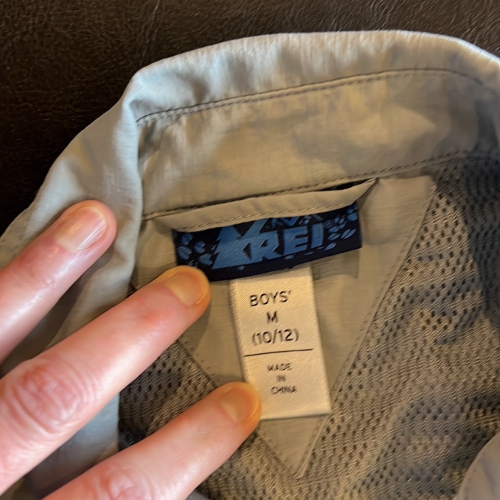 Grey safari button up shirt. REI. - Picture 3 of 5